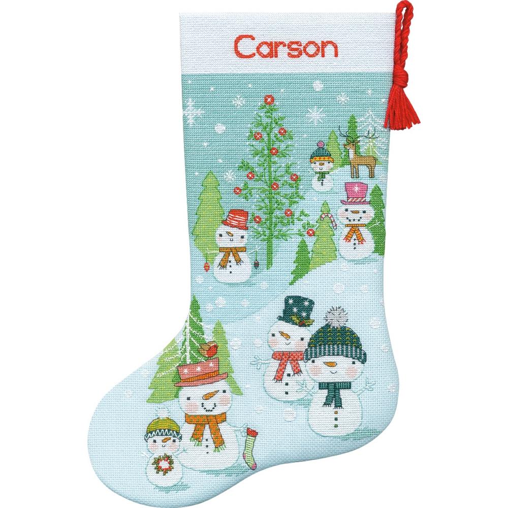 (image for) Stocking Snowman Family Counted Cross Stitch Kit